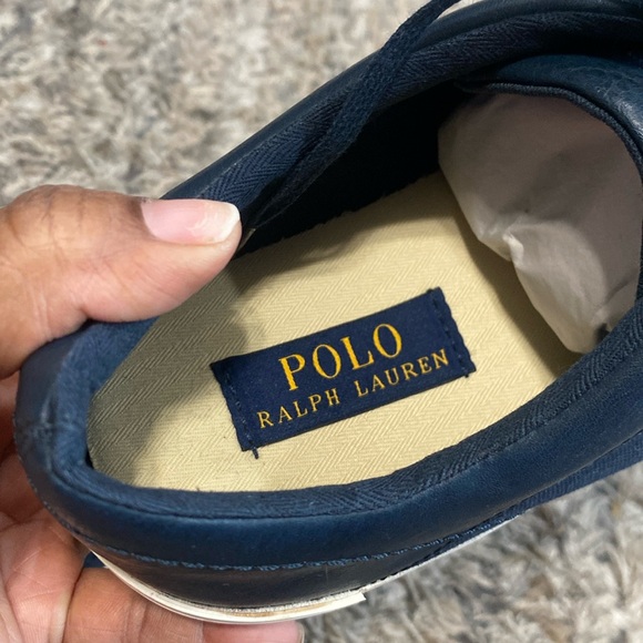 NWOB Polo by Ralph Lauren navy Blue canvas Sneakers Classic Design sz 10 - Picture 10 of 14